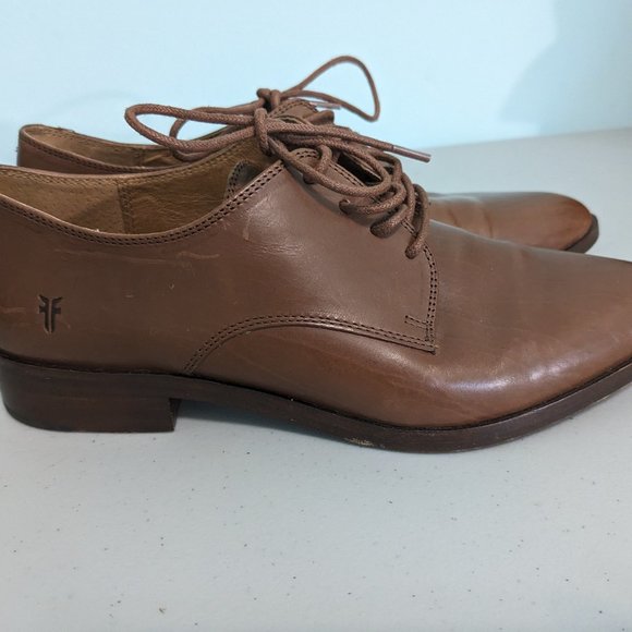 Frye "ERICA" brown LEATHER lace up oxfords dress flat business shoes 7 m… - Picture 1 of 5